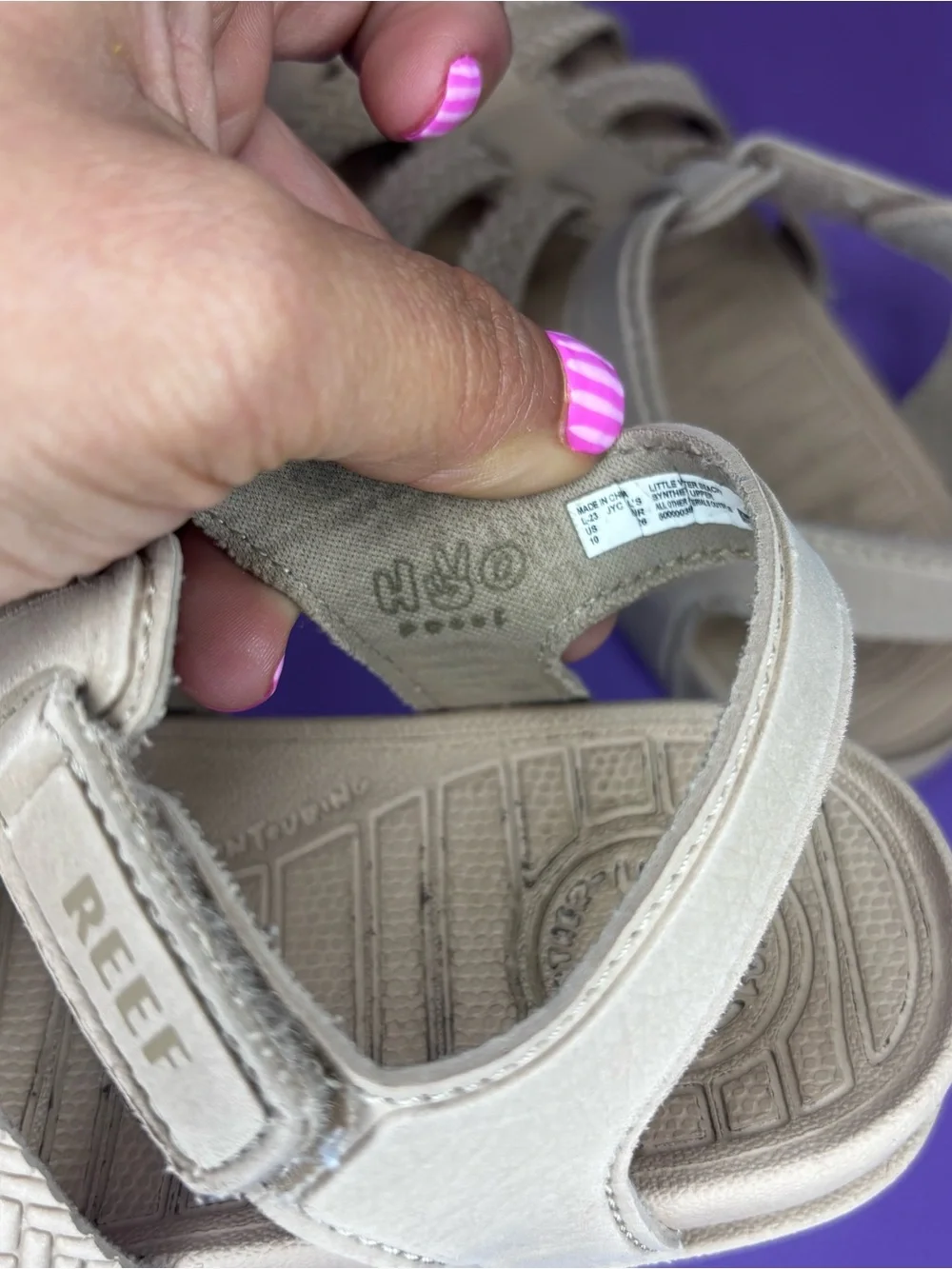 Reef Kids Braided Strappy Fisherman‎ Sandals - Beige Size 10